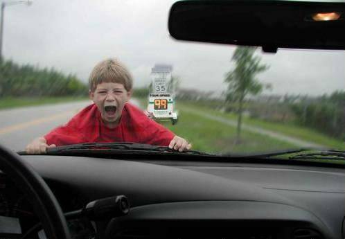 Kid on car