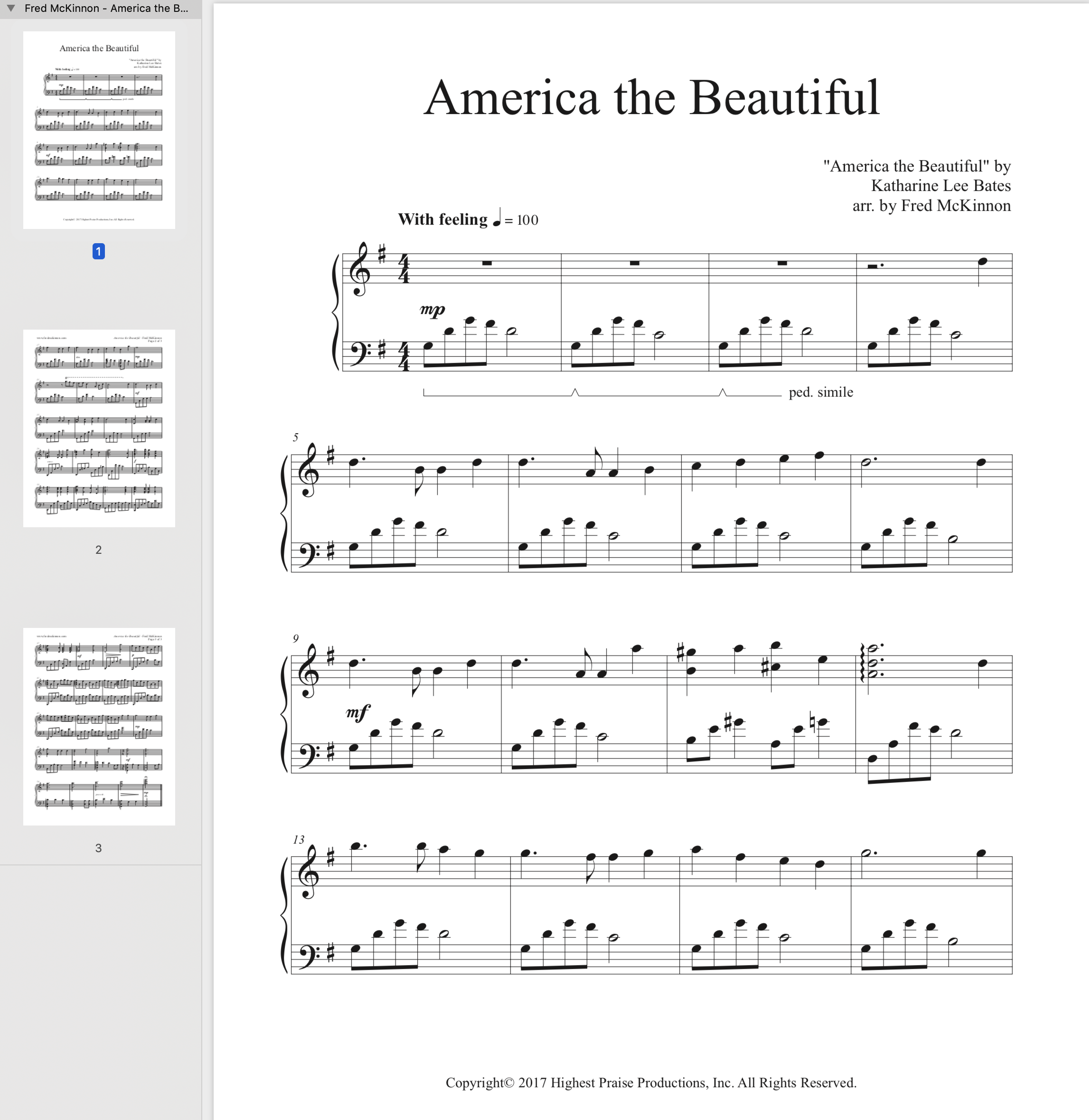 America the Beautiful Sheet Music